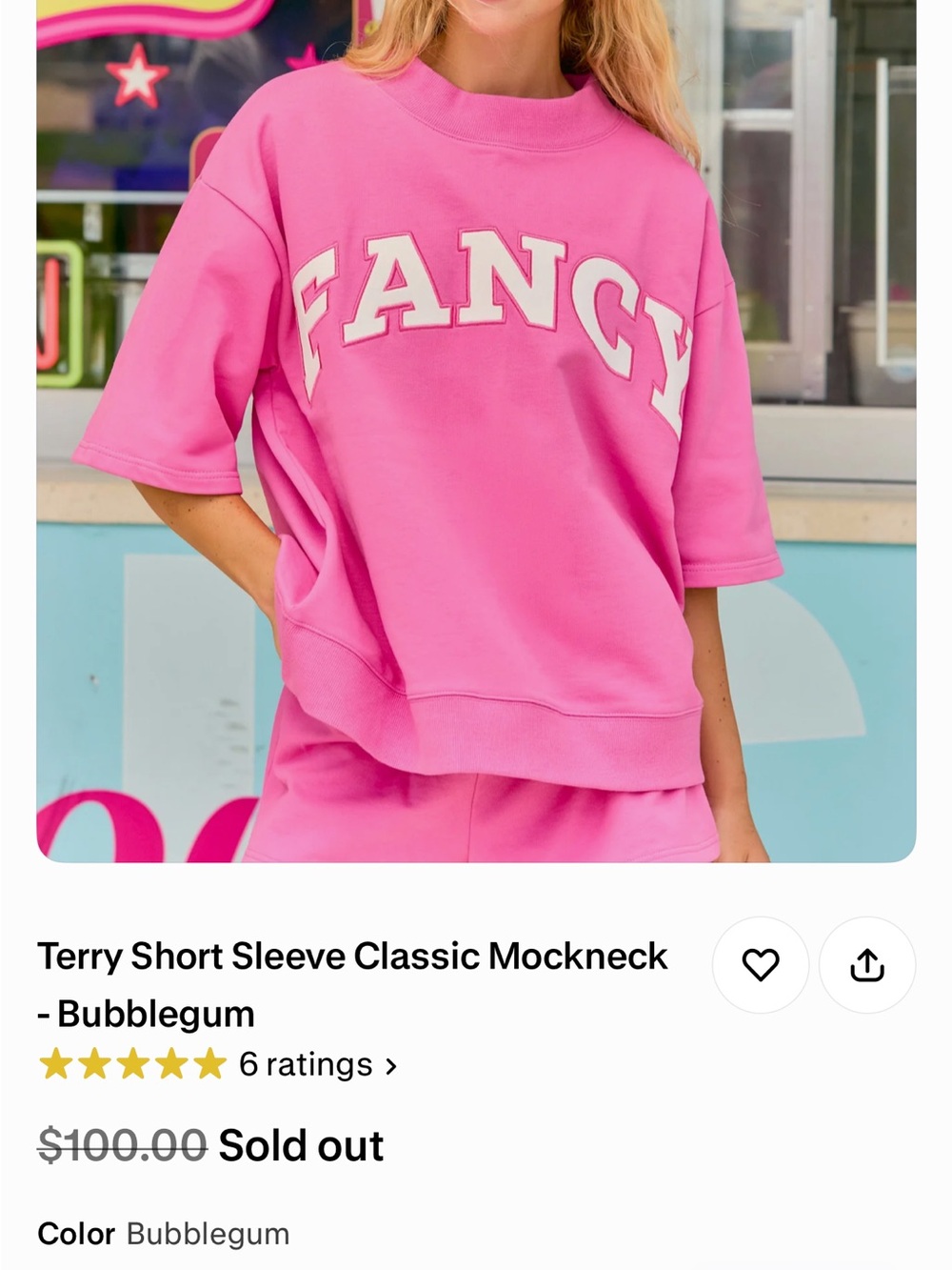 Fancy Oversized 'FANCY' Short-Sleeve Crewneck L/XL & Shorts Size L -Bubblegum - Picture 5 of 12